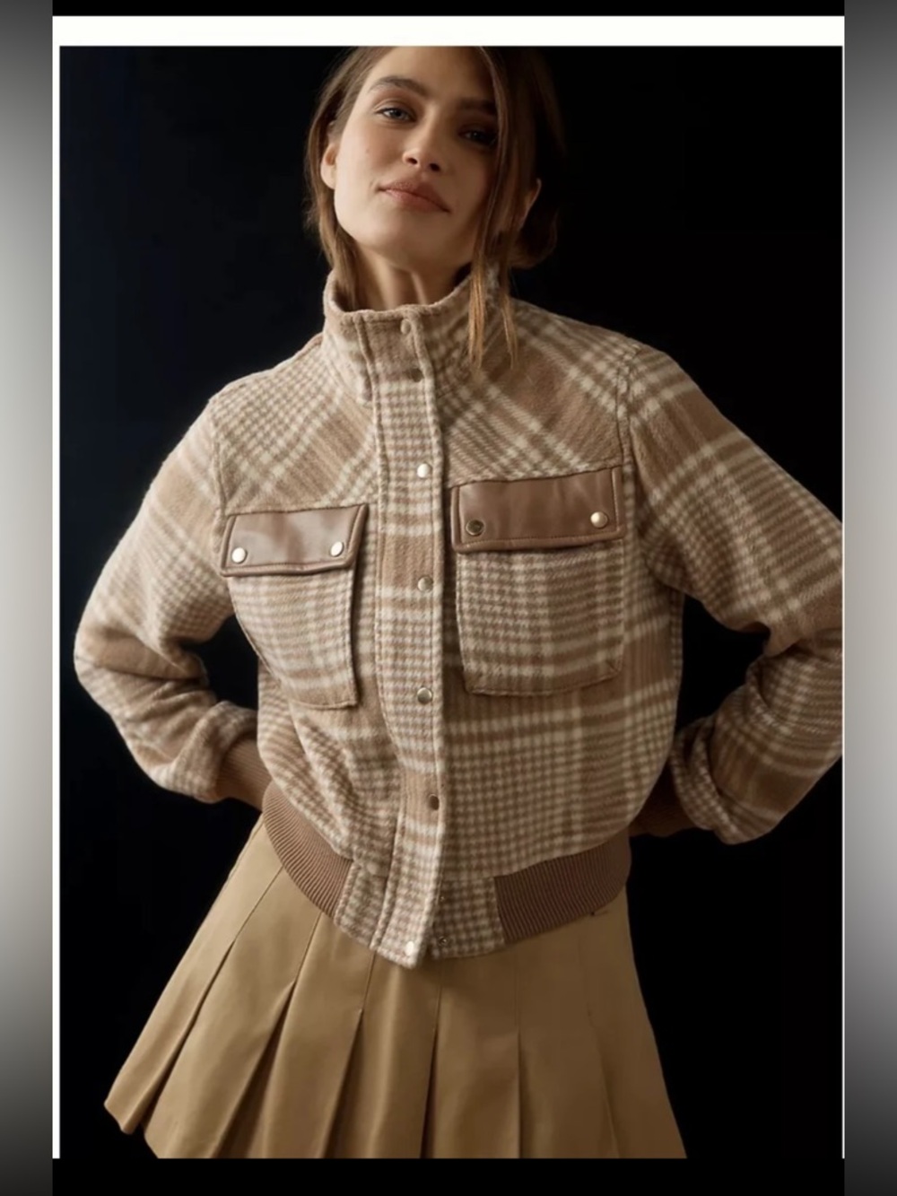 Anthropologie Avec Les Filles Plaid Bomber Jacket size Large